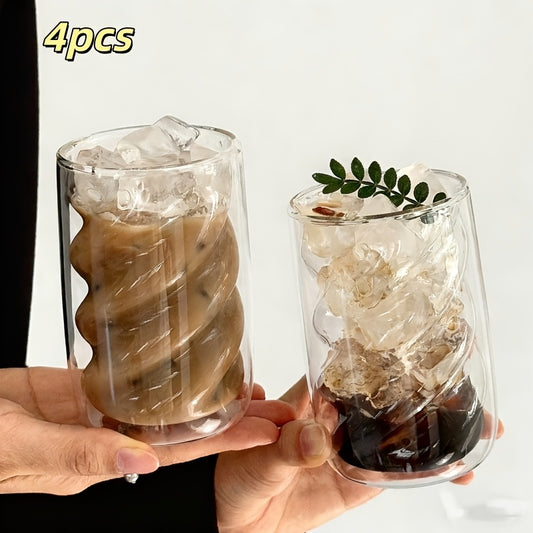 4pcs Double-Layer Insulated Glass Coffee Cups