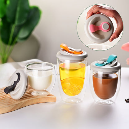 1pc Double-Layer Cup With Lid 9