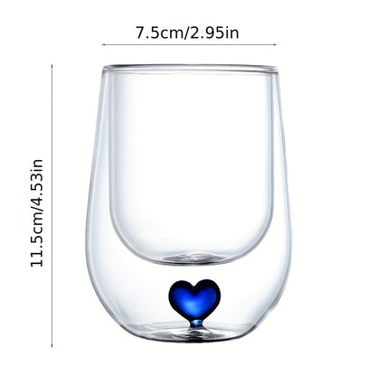 1/2pcs 250Ml/8.5Oz Cute Double Wall Glass Coffee Mugs With 3D Heart Inner 5