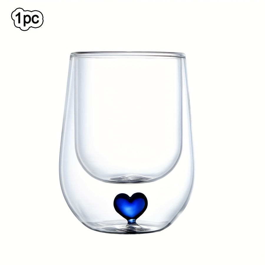 1/2pcs 250Ml/8.5Oz Cute Double Wall Glass Coffee Mugs With 3D Heart Inner