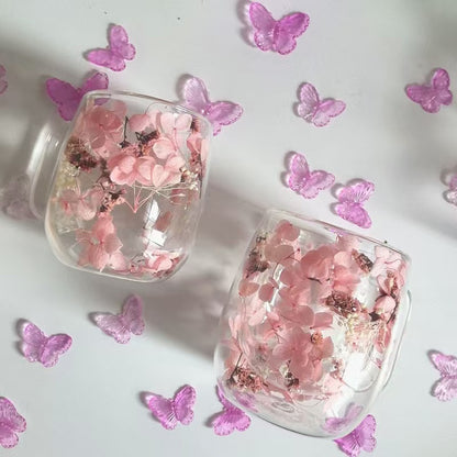 1pc Double-Wall Glass Coffee Cup With Built-In Real Flower Design - Elegant Glass Mug For Coffee 3