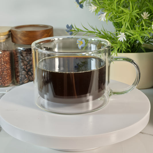 1/2/4pcs 400ml Double-layered Glass Cup With Handle 2