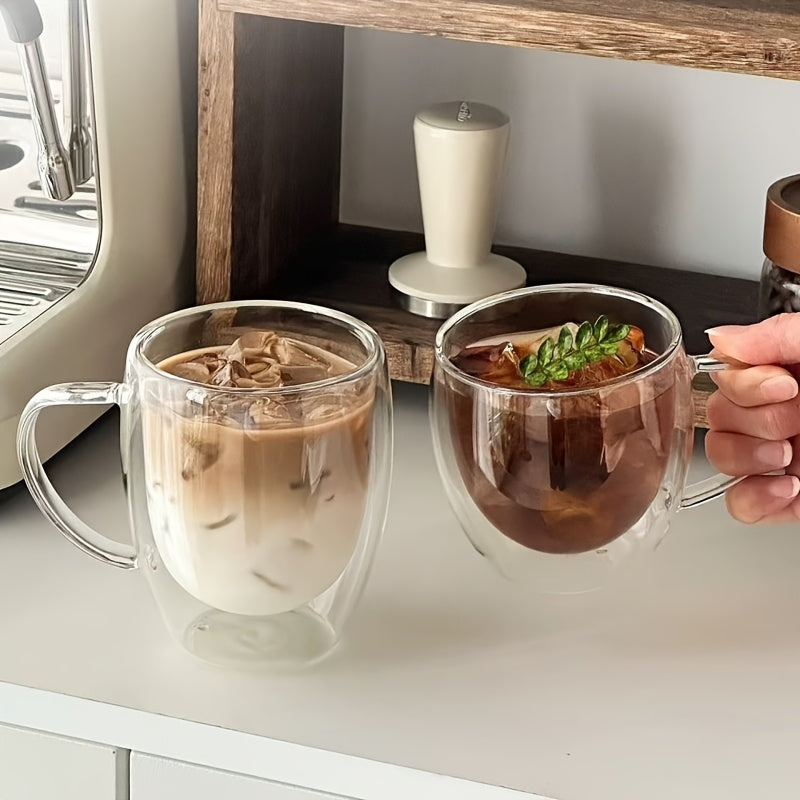 4pcs Double-Wall Glass Coffee Cups With Handles 4