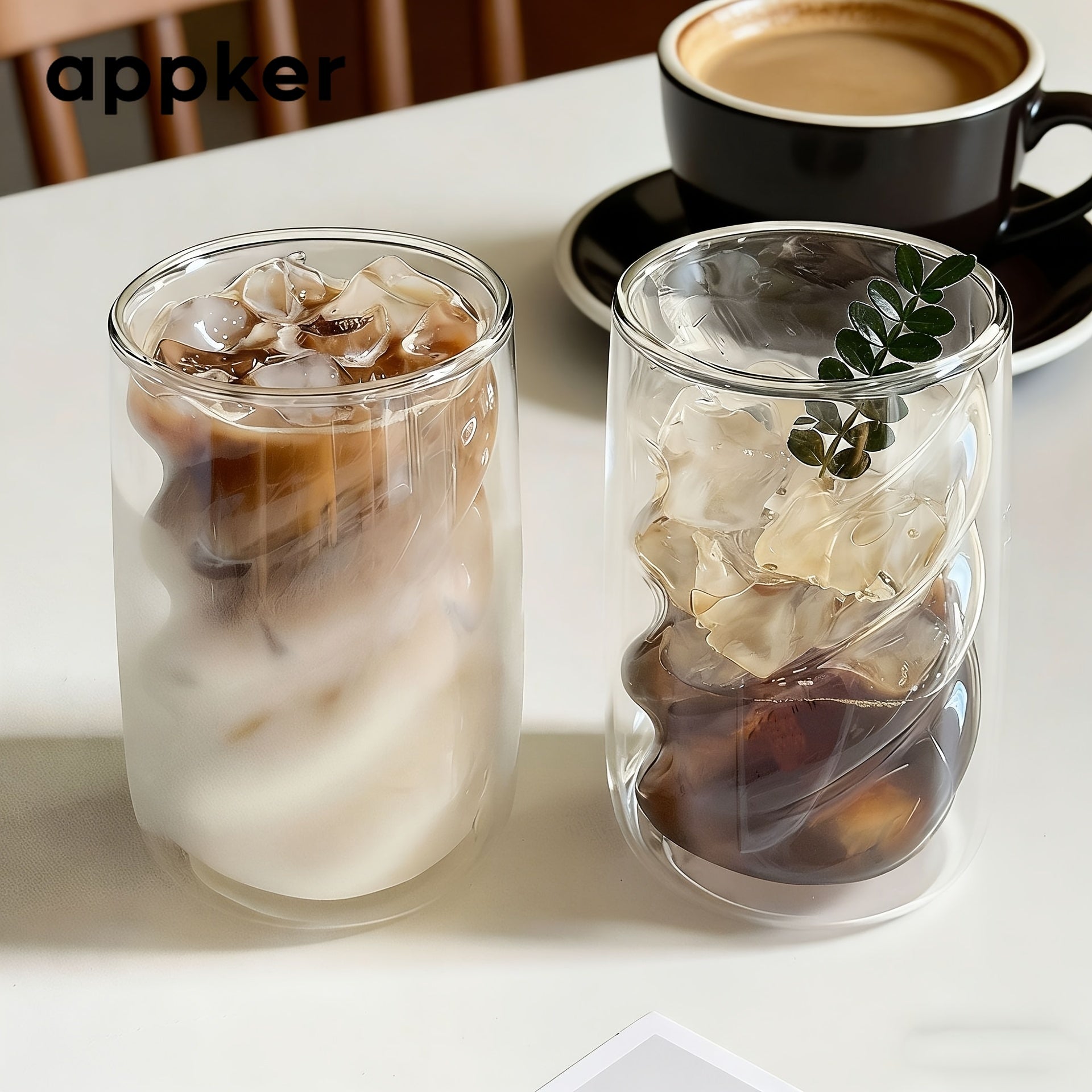2pcs APPKER Double Wall Borosilicate Glass Mug With Straw Lid & Spiral Cup - Thermal Resistant Suitable For Hot/Cold Drinks 4