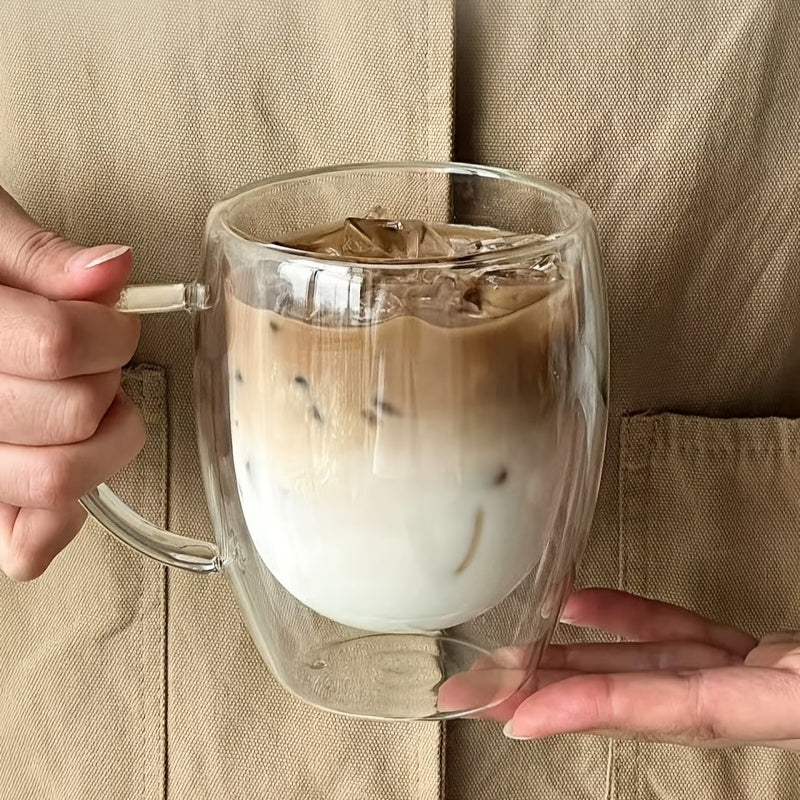 4pcs Double-Wall Glass Coffee Cups With Handles