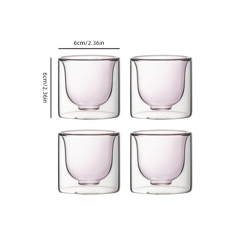 4pcs High-Temperature Resistant And Anti-Scald Double-Layer Borosilicate Glass Cup Set 2