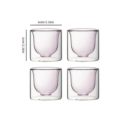 4pcs High-Temperature Resistant And Anti-Scald Double-Layer Borosilicate Glass Cup Set 2