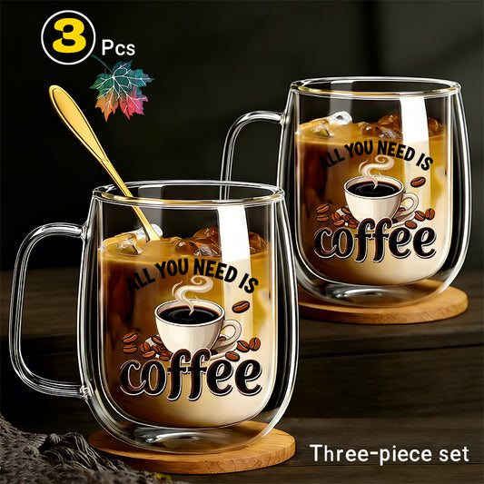 This Includes Three Items: Two Double-Walled Borosilicate Glasses And A Golden Spoon