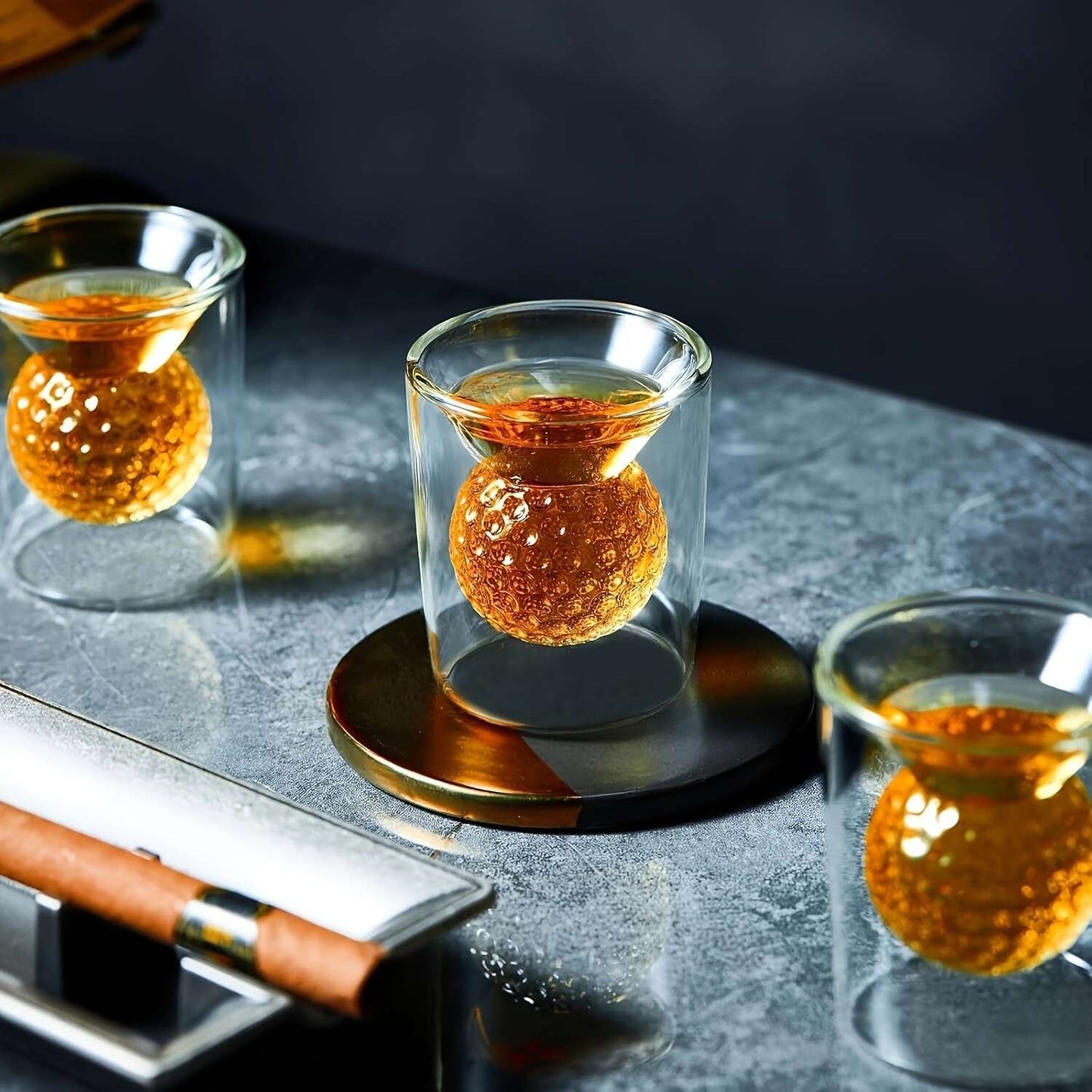4pcs Double-Walled Golf Ball Shot Glasses Handmade 8