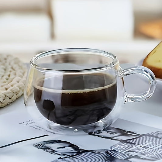 6pcs Double-Wall Insulated Glass Mugs With Handles