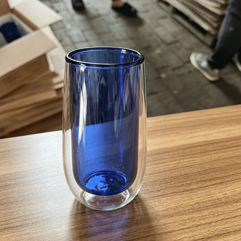 2pcs Double-Layer Glass Cups With Dark Blue Interior 8