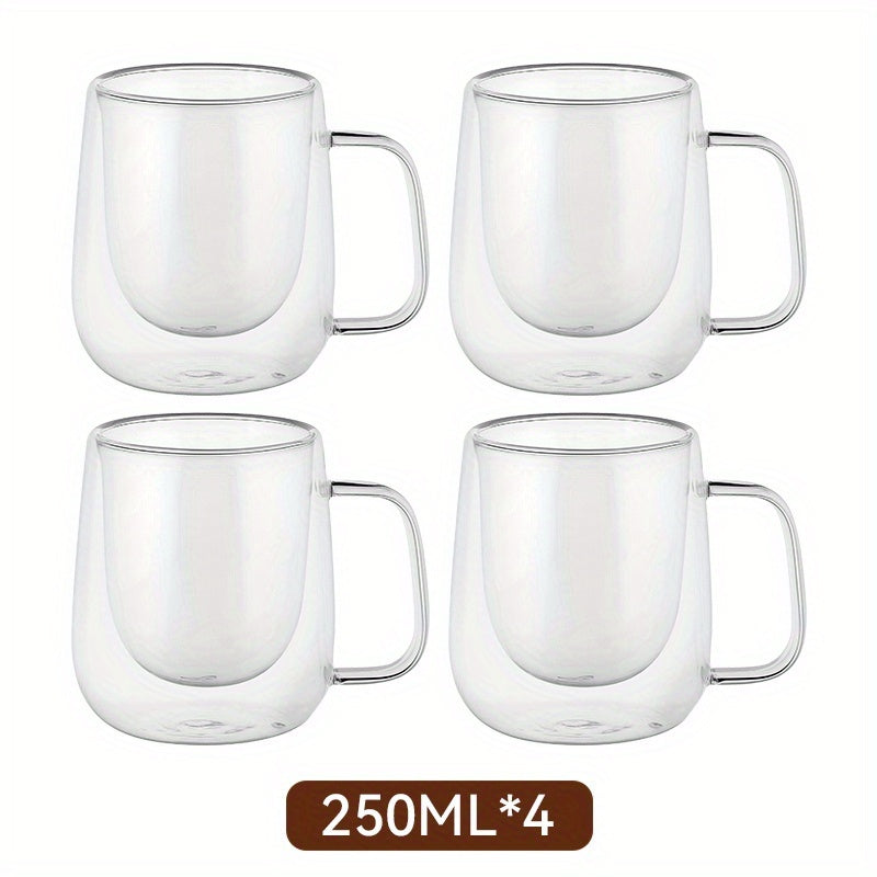 LDQ 2/4pcs High Borosilicate Double-Layer Glass Mugs