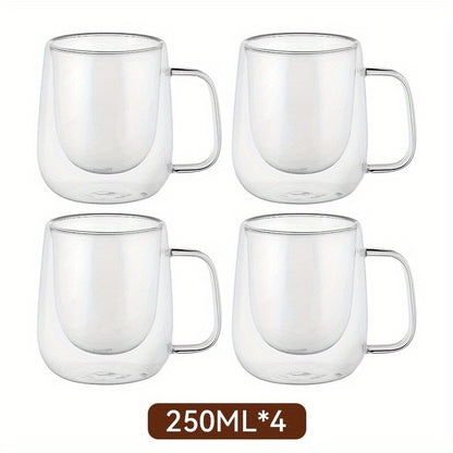 LDQ 2/4pcs High Borosilicate Double-Layer Glass Mugs
