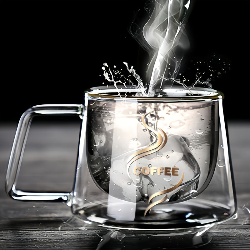 6pcs Set Double-Wall Glass Coffee Cups With Handles - Transparent Coffee Cups - Double-Wall Drinkware - For Tea 3