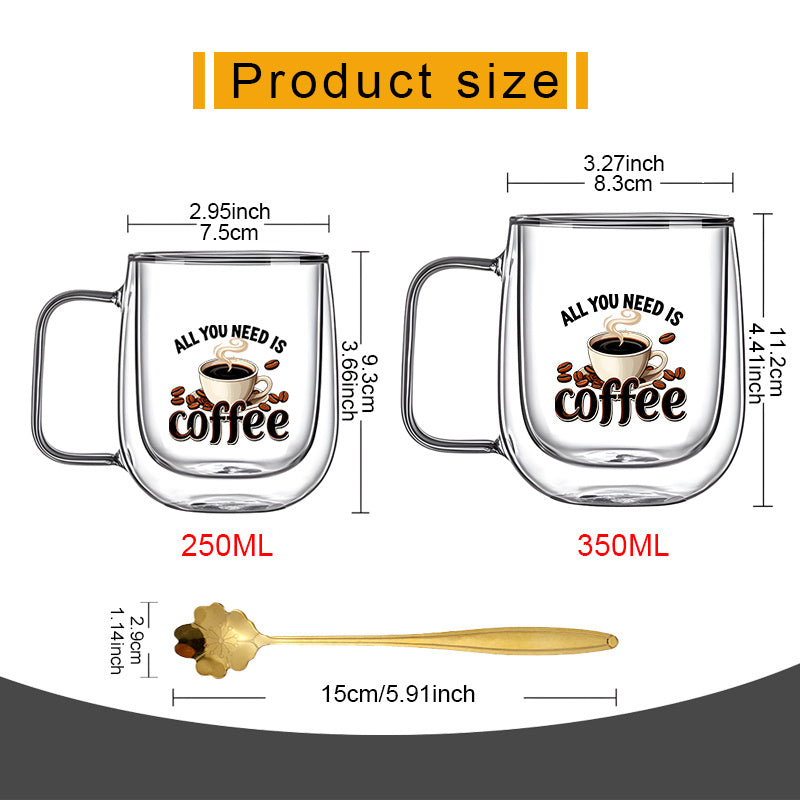 This Includes Three Items: Two Double-Walled Borosilicate Glasses And A Golden Spoon 3