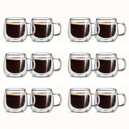 2/4/6/12pcs Set - 200ml - Double-Wall Glass Coffee Cups