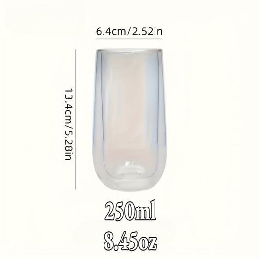 Borosilicate Clear Glass Double Insulated Cups - 250ml/ 8.45oz Reusable Drinkware For Wine