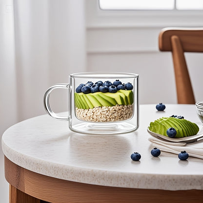 1/2/4pcs 400ml Double-layered Glass Cup With Handle 7