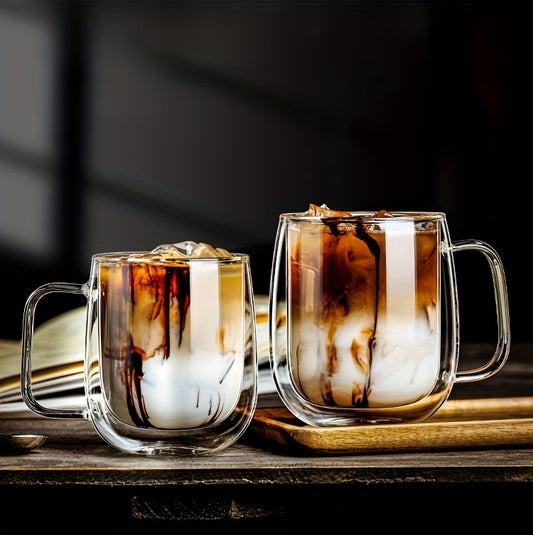 LDQ 2/4pcs High Borosilicate Double-Layer Glass Mugs