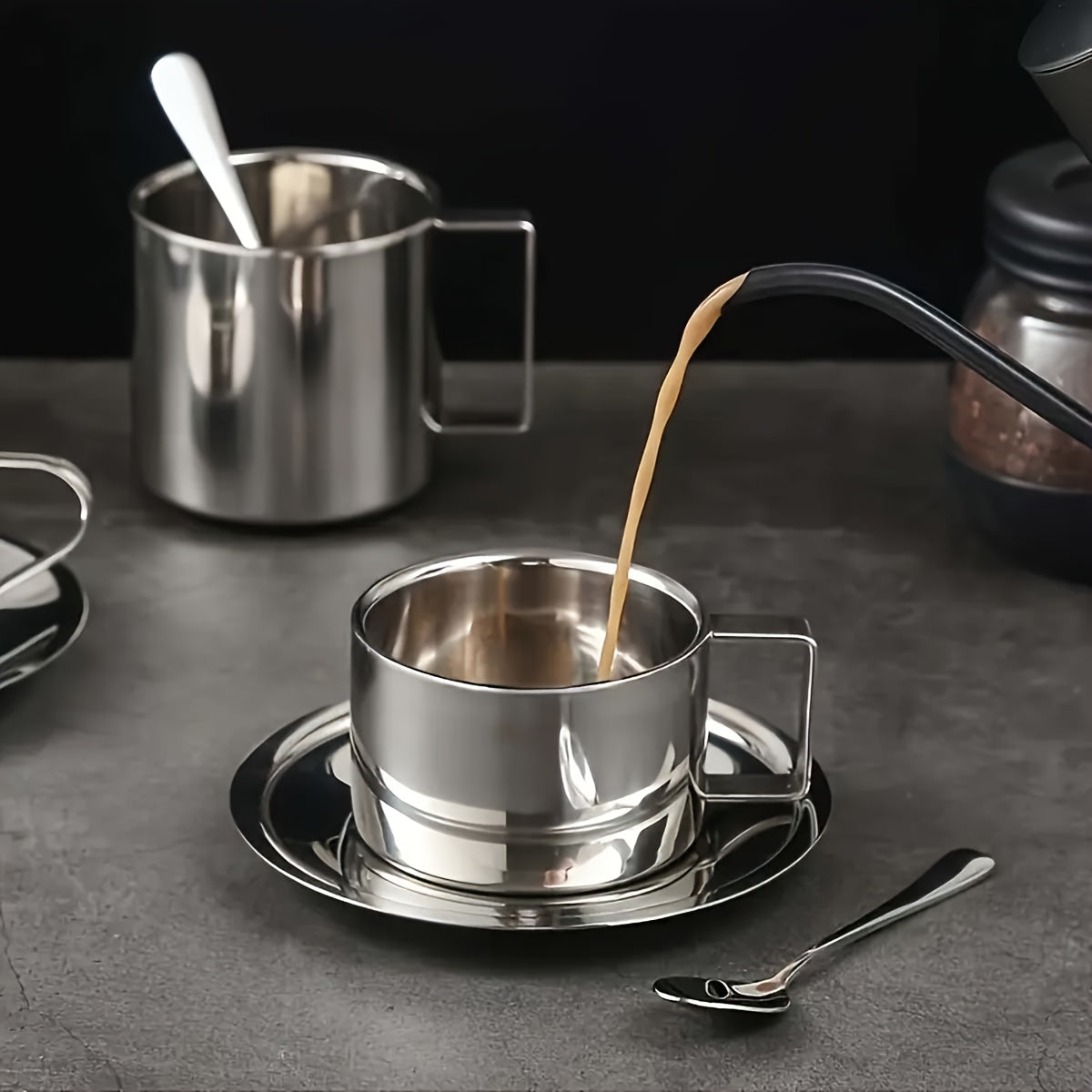 A Set Of 304 Stainless Steel Double-Layer Insulated Coffee Cup Set 3