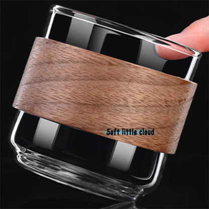 Set Of 2 Glass Coffee Cups With Wooden Heat-Insulating Rings 3