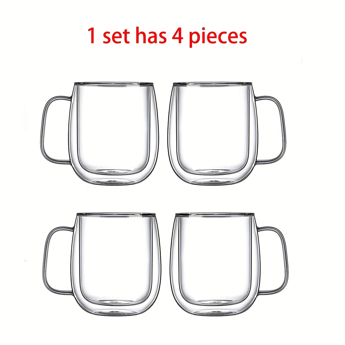 1-2-4-6-Double Wall Glass Coffee Mugs - 12.5oz Insulated Clear Coffee Mugs Perfect For Espresso