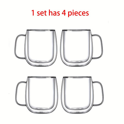 1-2-4-6-Double Wall Glass Coffee Mugs - 12.5oz Insulated Clear Coffee Mugs Perfect For Espresso