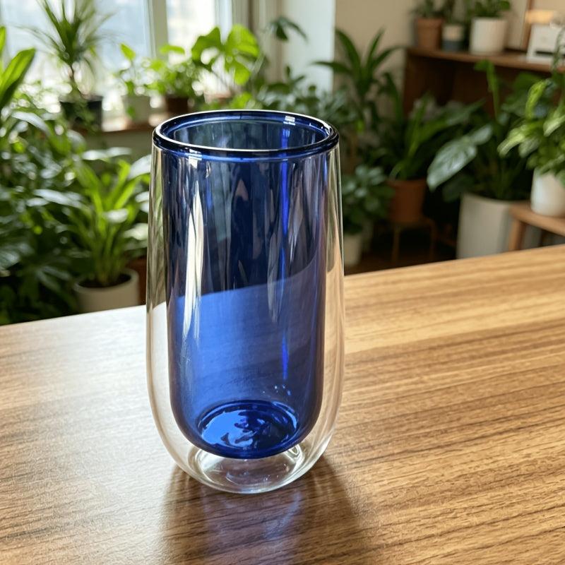 2pcs Double-Layer Glass Cups With Dark Blue Interior 5