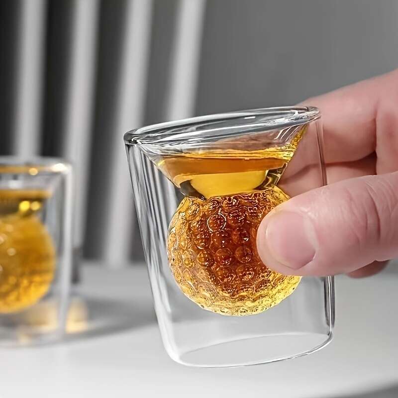 4pcs Double-Walled Golf Ball Shot Glasses Handmade 4