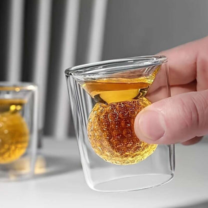 4pcs Double-Walled Golf Ball Shot Glasses Handmade 4