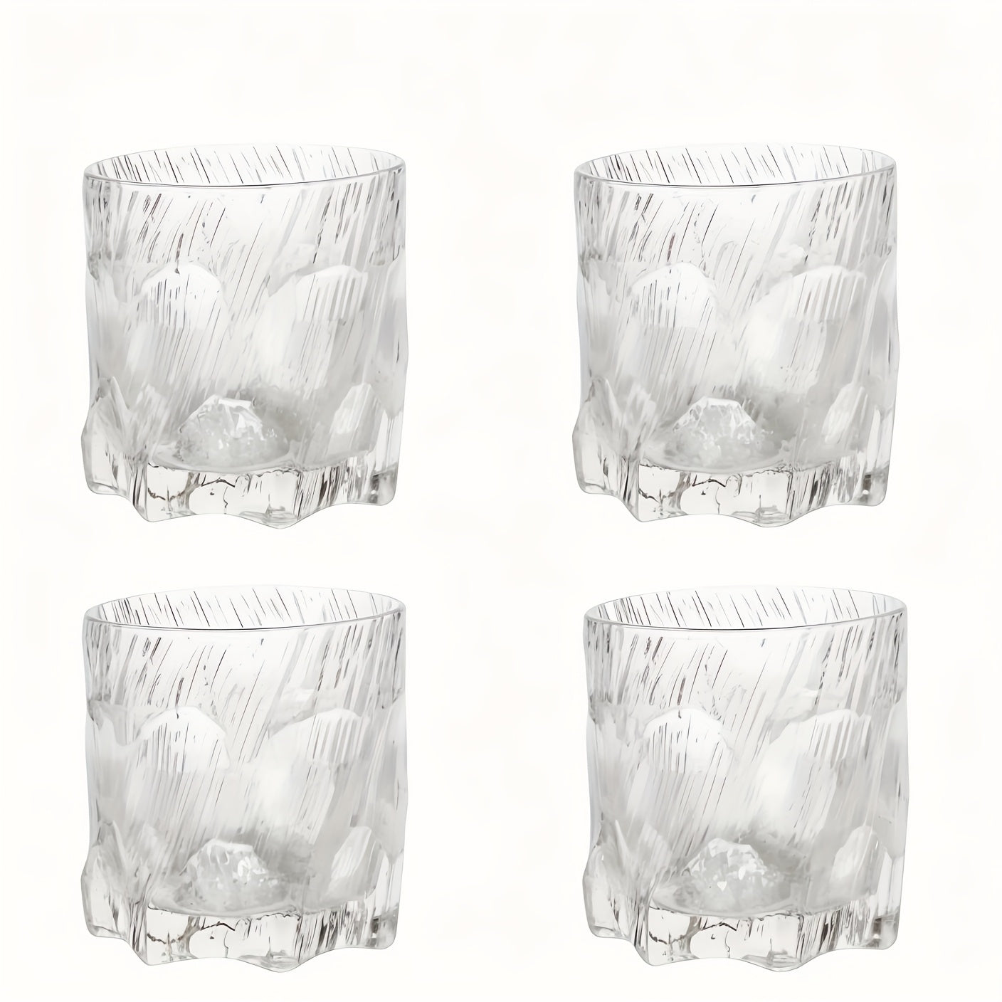 2pcs/4pcs Thickened Glacier Style Octagonal Glass Cup Frosted Glass Cup Whiskey Cup Coffee Cup Drink Cup 6