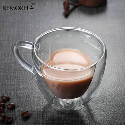 150ml/250ml Double Wall Heart Shaped Glass Coffee Mugs 5/8.5oz 4