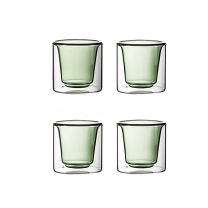 4pcs High-Temperature Resistant And Anti-Scald Double-Layer Borosilicate Glass Cup Set