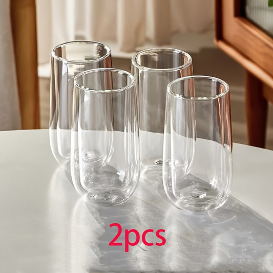 1pc/2pcs Of Transparent Double-Layer Heat-Resistant Glass Cups