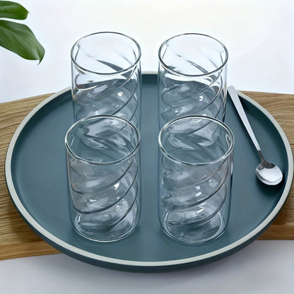 Double Wall Spiral Glass Cup High Borosilicate Glass Heat Resistant Cold Resistant Insulated Clear Glass Mug For Coffee Tea Water Home Office Use 2