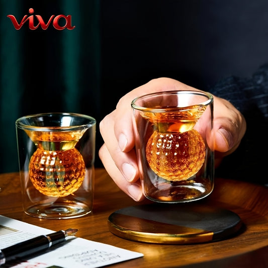 2pcs Double-Layer Golf Ball Wine Glasses