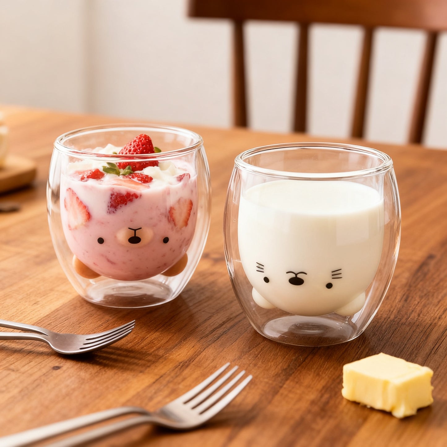 1pc Double-Layer Glass Cup With Wide Mouth For Easy Cleaning + Smooth Grip For Office Coffee Cup/Home Milk Cup/Hot & Cold Drink Cup/Water Cup/Animal Embossed Cup/Office Water Cup/Dual-Use Cup/Double-Layer Insulated Cup/Coffee Milk Cup 3