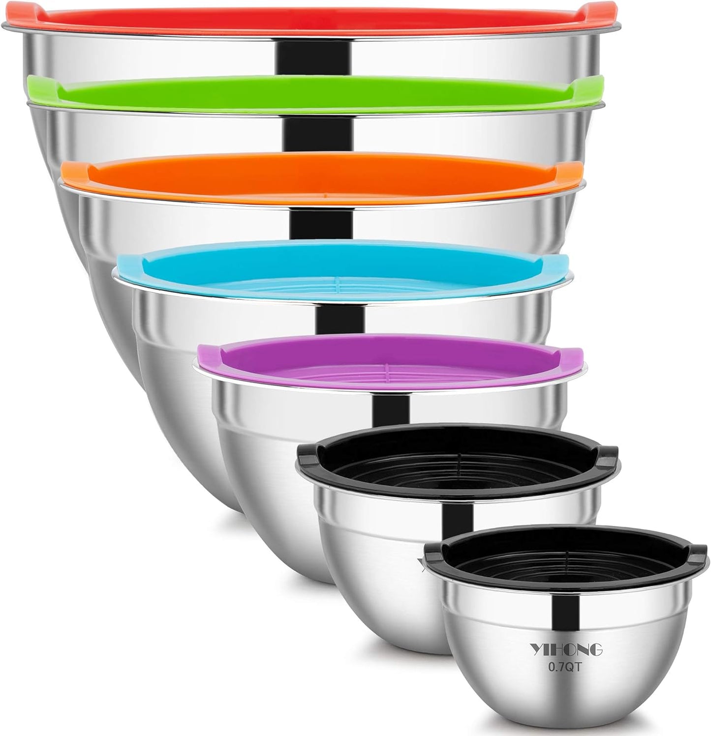 7 Piece Mixing Bowls with Lids for Kitchen, Stainless Steel Mixing Bowls Set