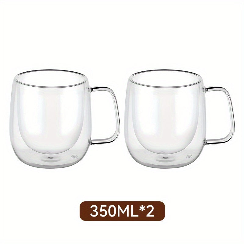LDQ 2/4pcs High Borosilicate Double-Layer Glass Mugs