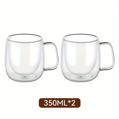 LDQ 2/4pcs High Borosilicate Double-Layer Glass Mugs
