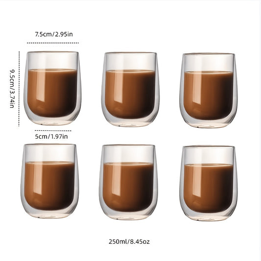 6pcs High Borosilicate Glass Double Wall Cups