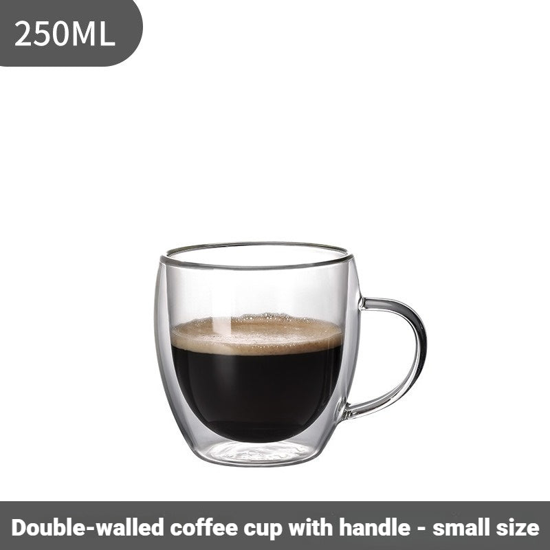 Double-walled Coffee Cup With Handle Borosilicate Glass Coffee Mug