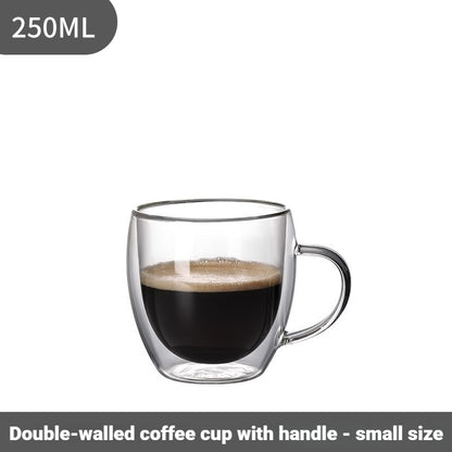 Double-walled Coffee Cup With Handle Borosilicate Glass Coffee Mug