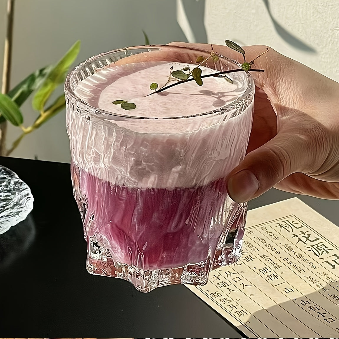2pcs/4pcs Thickened Glacier Style Octagonal Glass Cup Frosted Glass Cup Whiskey Cup Coffee Cup Drink Cup 8