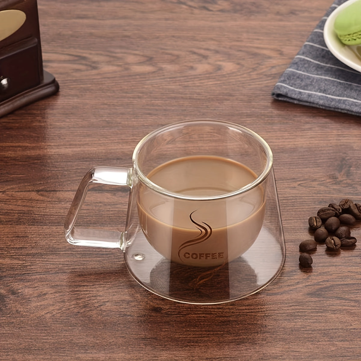 2pcs 250ml Double-Layer Glass Coffee Mug 3