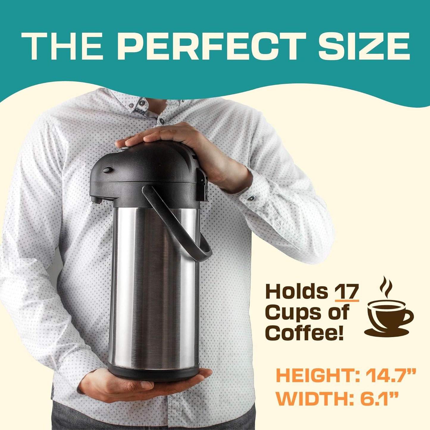 K-203-5 Liter Thermal Coffee Carafe/Stainless Steel Insulated Thermos- 8 Hours Heat & Cold Retention