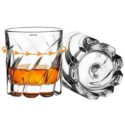 T-234-Rotatable Old Fashioned Whiskey Glass/Lowball Glass-Set of 6