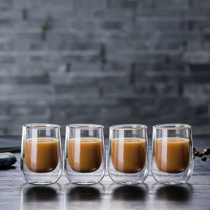 4pcs Double-Wall Glass Cup Set - Double-walled Glass Coffee Cups 3