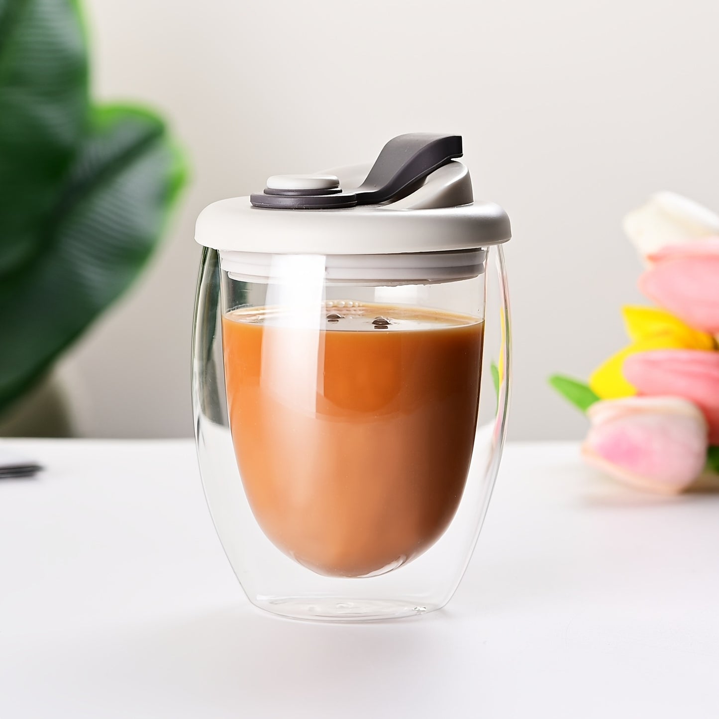 1pc Double-Layer Cup With Lid