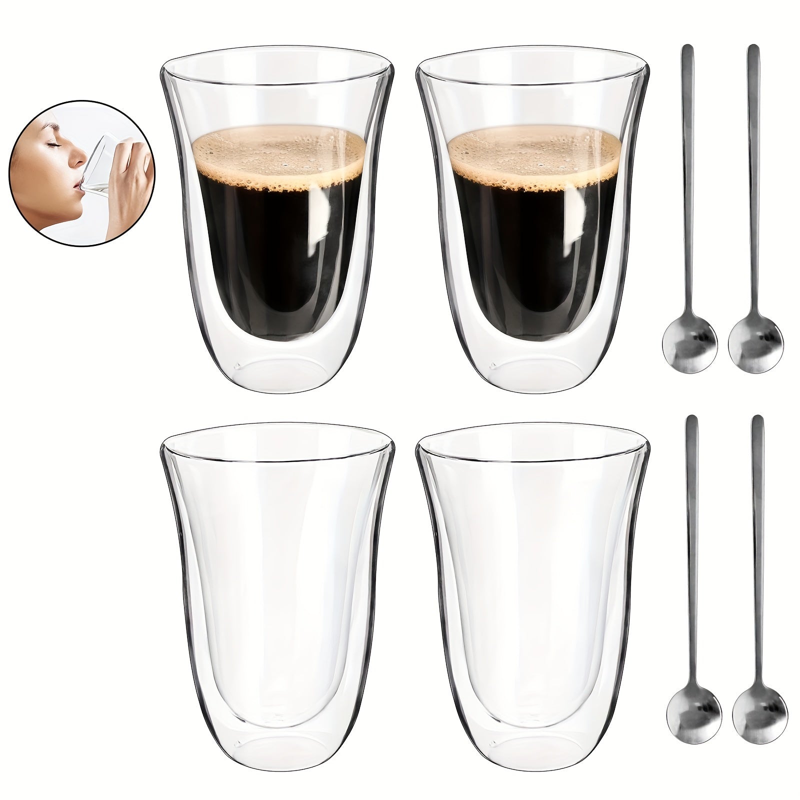 Latte Macchiato Mug 4X250Ml - Double Coffee Mugs